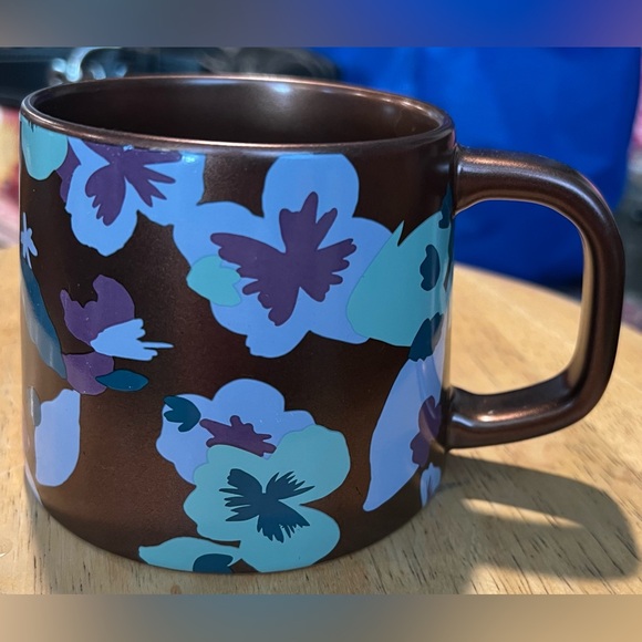Starbucks Bronze Floral Flower Pansies Ceramic Coffee Mug 14Oz 2020 Teal Purple - Picture 10 of 10